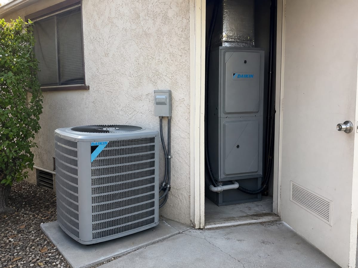 Heat pump system with outdoor condenser and indoor air handler